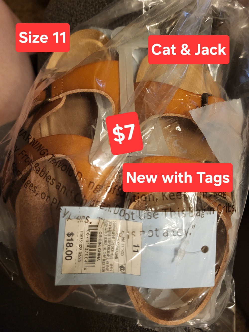 Cat & Jack Girls' Brown Tan Sandals